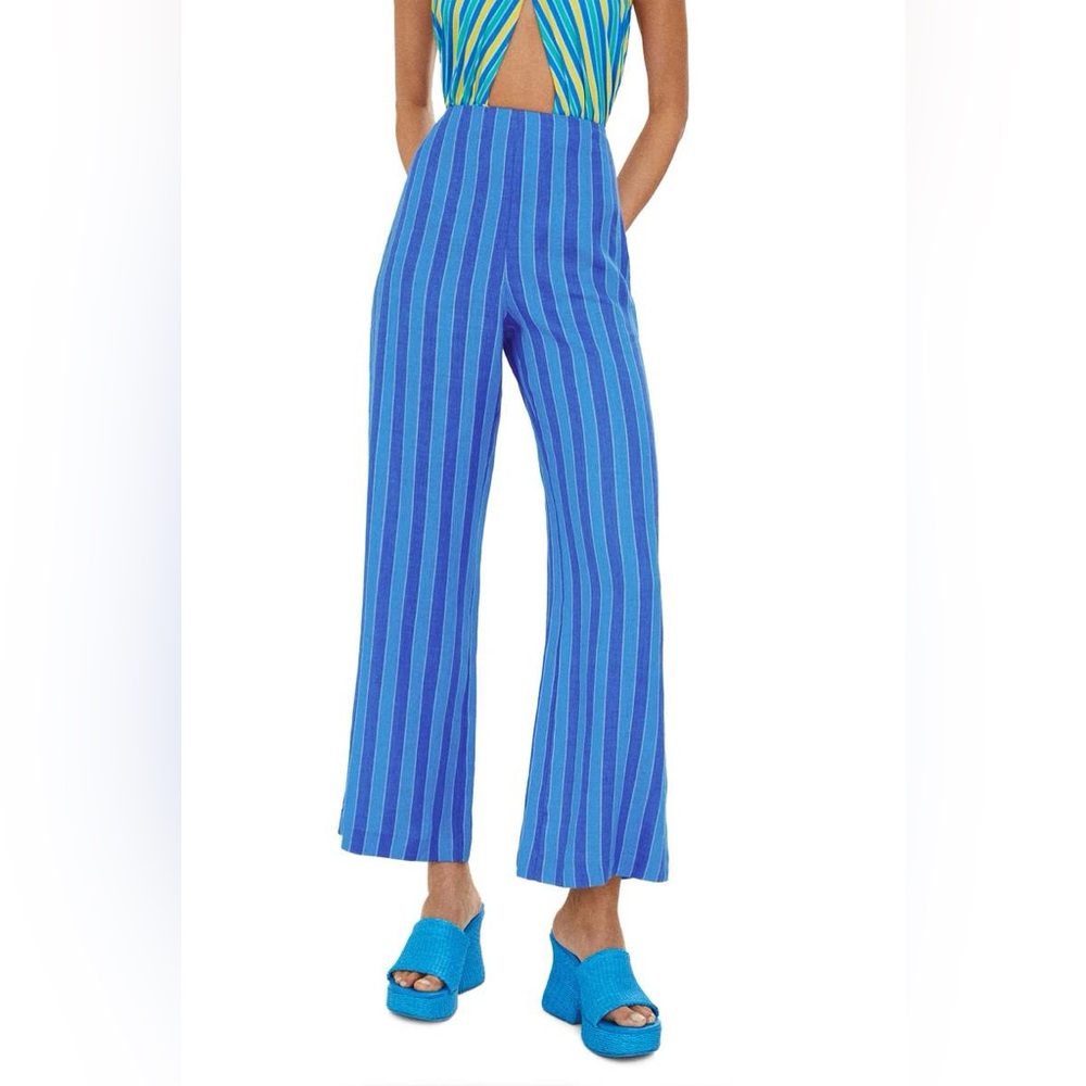 MANGO x Simon Miller Limited Edition | Blue Striped 100% Linen Pants | NWT, Sz 2